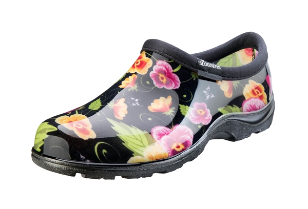 Women's Rain & Garden Shoes - Black Pansy