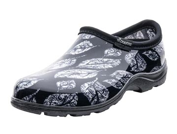Sloggers Women's Rain & Garden Shoe in Leaf Print Black