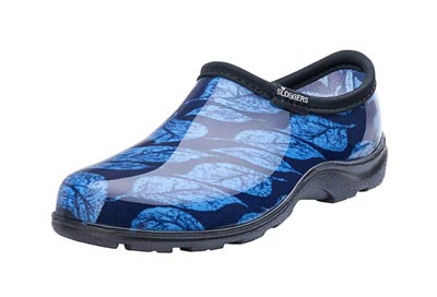 Sloggers Women's Rain & Garden Shoes in Leaf Print Blue