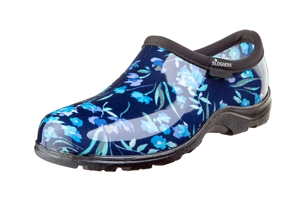 Sloggers Waterproof comfort shoes, Made in the USA! Women's Rain & Garden shoes. Fresh Cut Blue Print.