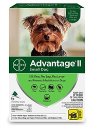 Advantage II For Small Dogs 1-10 lbs, Green 6 Pack