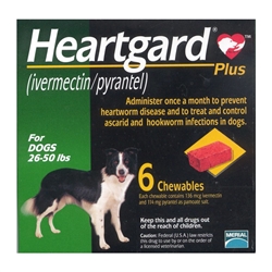 Heartgard Plus Chewables For Dogs 26-50 lbs, 6 Pack