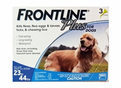 Frontline Plus for Dogs 23-44 lbs, Blue 3 Tubes