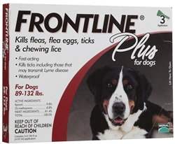 Frontline Plus for Dogs 89-132 lbs, Red 3 Tubes