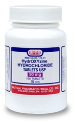 Hydroxyzine HCl 50mg, 100 Tablets