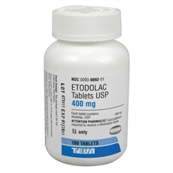 Etodolac 400mg, 100 Tablets