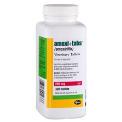 Amoxi-Tabs (Amoxicillin) 200 mg, 500 Tablets Antibiotic for Pets
