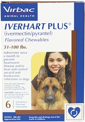 Iverhart Plus for Dogs 51-100 lbs, 6 Pack for Heartworm Prevention