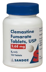 Clemastine Fumarate 2.68mg, 100 Tablets