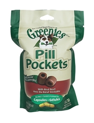 Greenies Pill Pockets For Dogs, Beef - Capsule Size, 30 Count