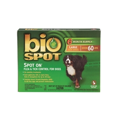 Bio Spot Spot On Flea & Tick Control for Dogs Over 60 lbs, 6 Months