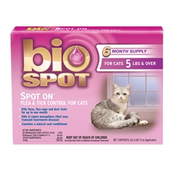 Bio Spot Spot On Flea & Tick Control for Cats Over 5 lbs, 6 Pack