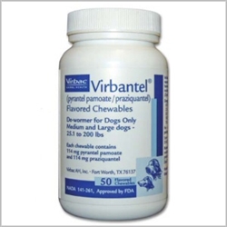 Virbantel Dewormer Chewable Tablets For Medium/Large Dogs, 50 Tablets