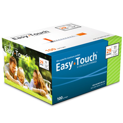 EasyTouch Insulin Syringe U-100 1 cc, 29 ga x 1/2", 100/Box