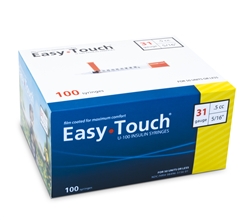 EasyTouch Insulin Syringe U-100 .5 cc 31 ga. x 5/16", 100/Box