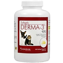 Derma-3 Softgels For Cats and Small Breeds, 250 Capsules
