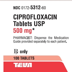 Ciprofloxacin 500mg, 100 Tablets