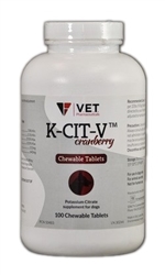 K-CIT-V Cranberry Chewable Potassium Citrate For Dogs, 100 Tablets