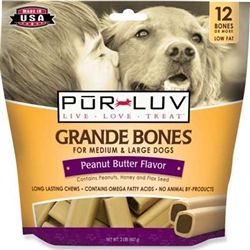 Pur Luv Grande Bones - Peanut Butter 32 oz, 12 Bones