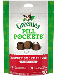 Greenies Pill Pockets Dog, Hickory Smoke - Tablet Size, 6 x 30 Count