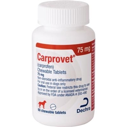 Dechra CarproVet (Carprofen) Chewable Tablets 75mg, 60 Count