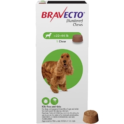 BRAVECTO For Dogs 22-44 lbs, 1 Chew GREEN