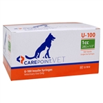 CarePoint VET U-100 Insulin Syringe 1cc, 28G x 1/2",, 100/Box