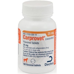 Dechra CarproVet (Carprofen) Flavored Tablets 25mg, 180 Count