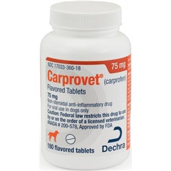 Dechra CarproVet (Carprofen) Flavored Tablets 75mg, 180 Count