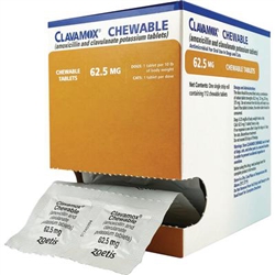 Clavamox 62.5mg, 120 Chewable Tablets