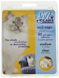 Soft Paws Nail Caps For Cats, Medium 9-13 lbs, 40 Caps Clear