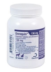 Dechra Enroquin (Enrofloxacin) 136mg Flavored Tablets, 50 Count