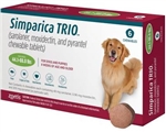 Simparica TRIO Chewable Tablets For Dogs 44-88 lb Green, 6 Pack