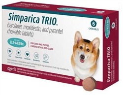 Simparica TRIO Chewable Tablets For Dogs 22-44 lb Blue, 6 Pack