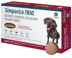 Simparica TRIO Chewable Tablets 88-132 lb Brown, 6 Pack