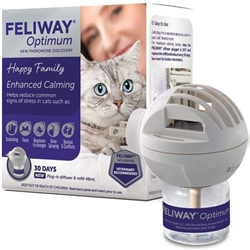 FELIWAY Optimum Enhanced Calming Pheromone Diffuser Kit, 30 Day Starter Kit (48ml)