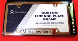 License Plate Frame with Mercedes Logo-Stainless Steel