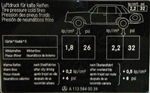 Tire Pressure Label / Decal for Late 280SL - Black label