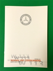 Mercedes 230SL - 250SL - 280SL Option Code & Reference Book - In German