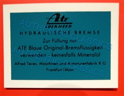 DECAL - " ATE / LOCKHEED " - FOR 190SL & 300SL METAL TYPE BRAKE FLUID RESERVOIR