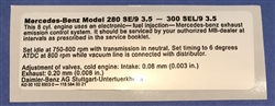 DECAL - MERCEDES-BENZ EMISSION CONTROL 280SEL 3.5 , 300SEL/3.5