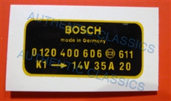 DECAL - " BOSCH 14V 35A " - FOR 230SL 250SL 280SL ALTERNATOR