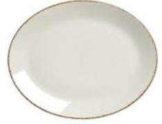 OVAL DISH 34.25CM 13 1/2 COUPE BROWN DAPPLE