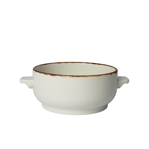 SOUP BOWL BASE (15 OZ) BROWN DAPPLE