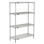 18"d Silver EP Wire Shelving with 4 Shelves