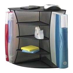 Mesh Desktop Corner Organizer with 4 compartments and 2 binder slots