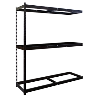 48"d x 84"h 3-Shelf Black Double Rivet Shelving Add-On Units