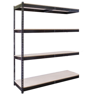 18"d x 84"h 4-Shelf Black Double Rivet Shelving Add-On Units