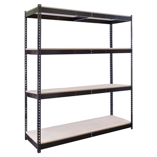 18"d x 84"h 4-Shelf Black Double Rivet Shelving Starter Units