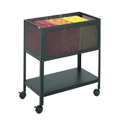 Open Top Mesh Tub Files w/ Lower Shelf and Casters